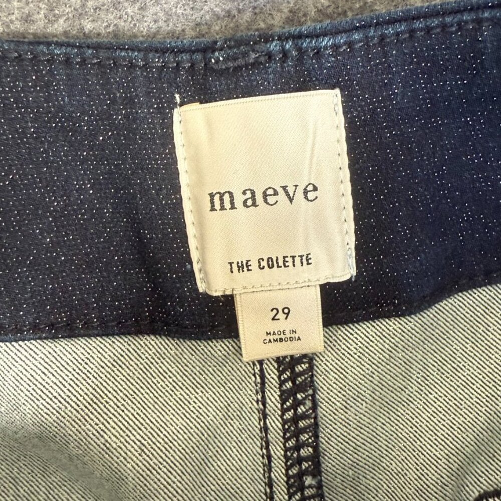 Maeve Anthropologie Womens Dark Colette Sparkle Wide Leg Crop Jeans 29 Boho NWT - Picture 7 of 14